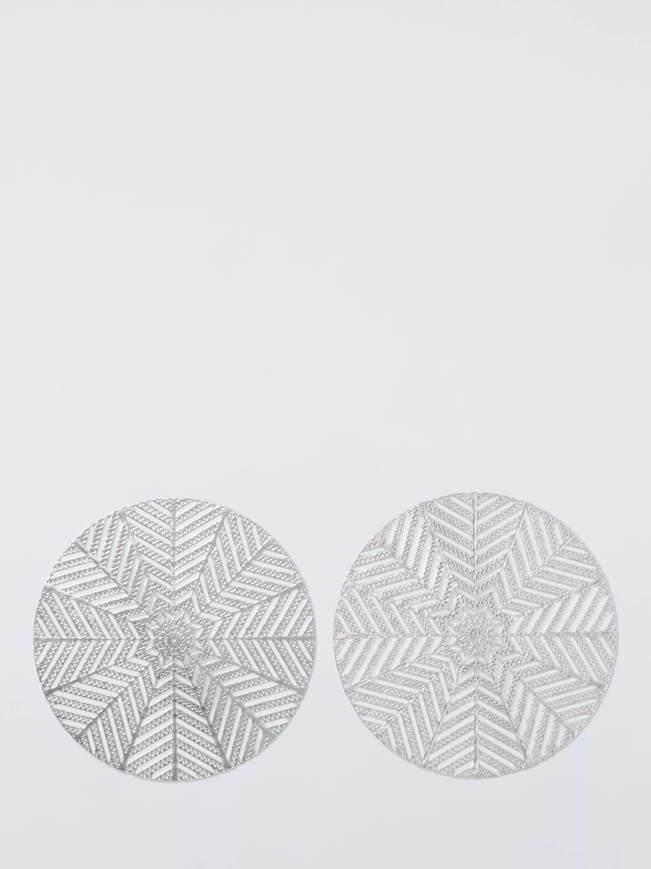 John Lewis cut-out snowflake PVC placemats, silver, set of 2, UK version