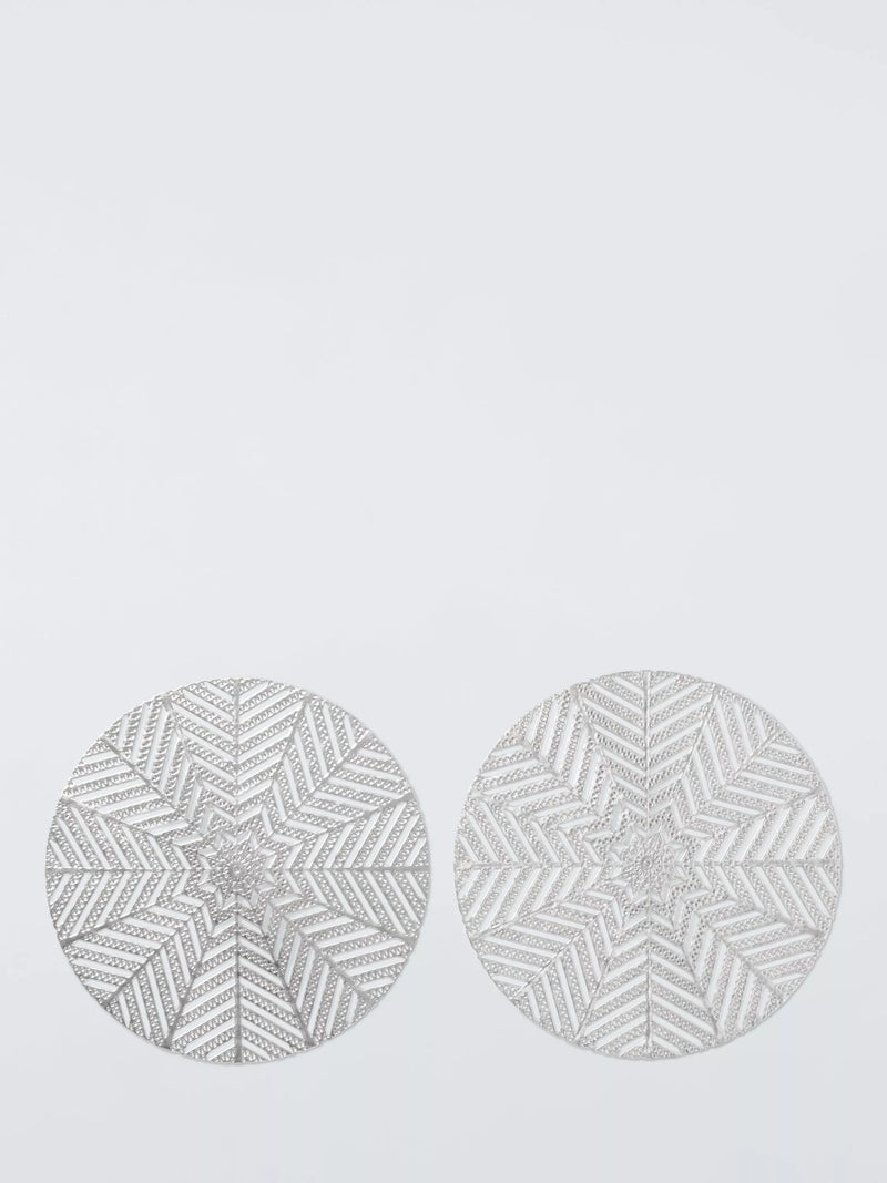 John Lewis cut-out snowflake PVC placemats, silver, set of 2, UK version