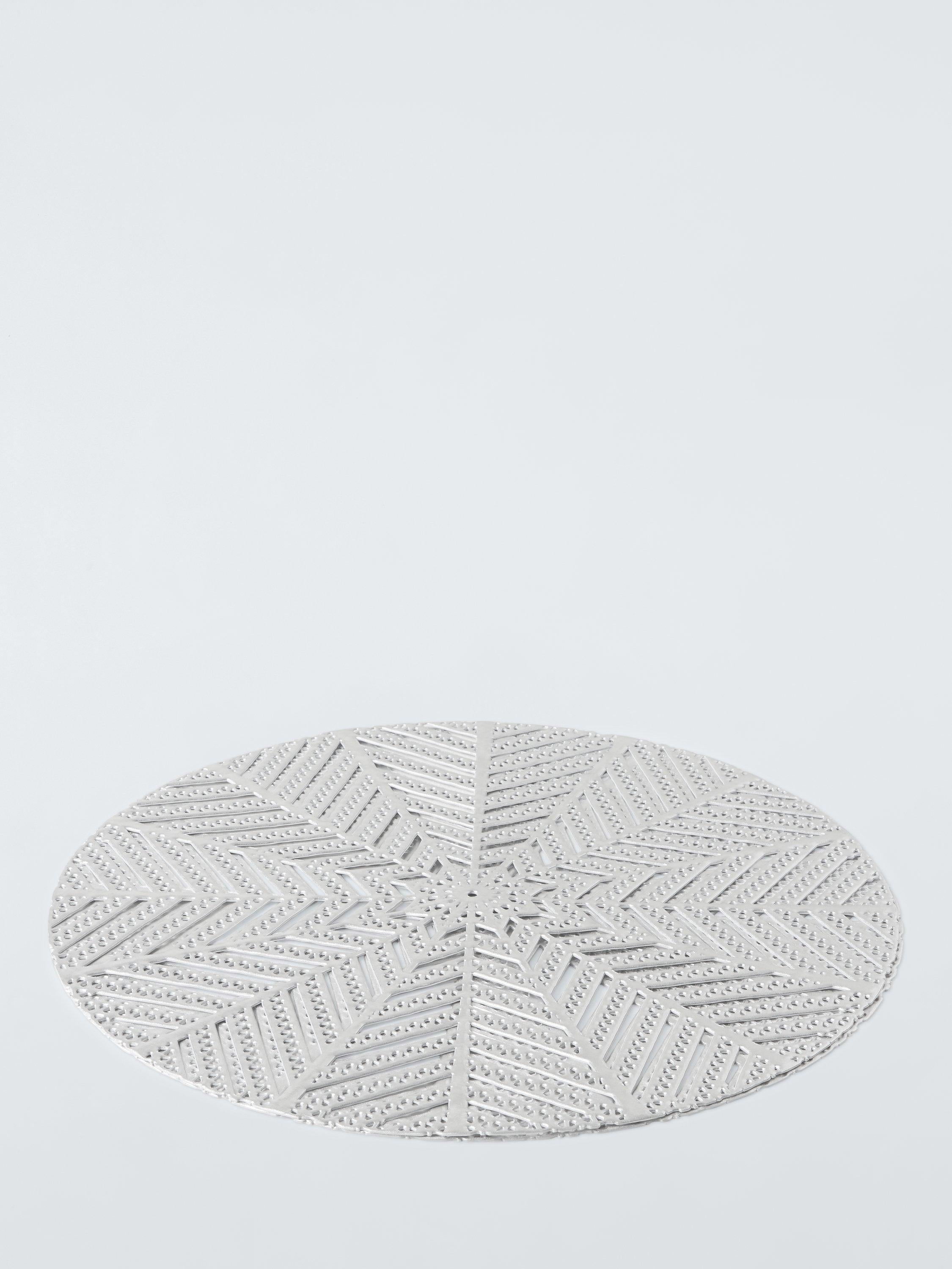 John Lewis cut-out snowflake PVC placemats, silver, set of 2, UK version