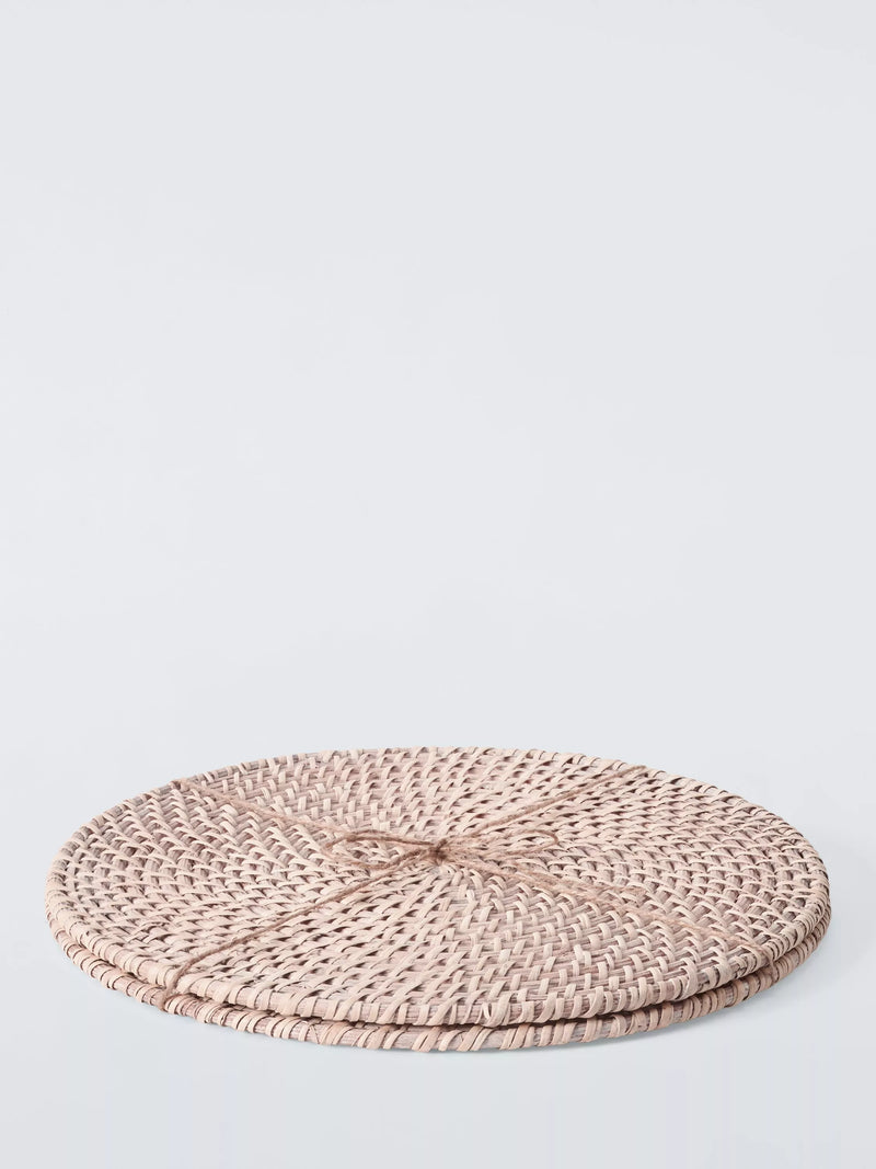 John Lewis rattan placemats set of 2 white round (British brand)