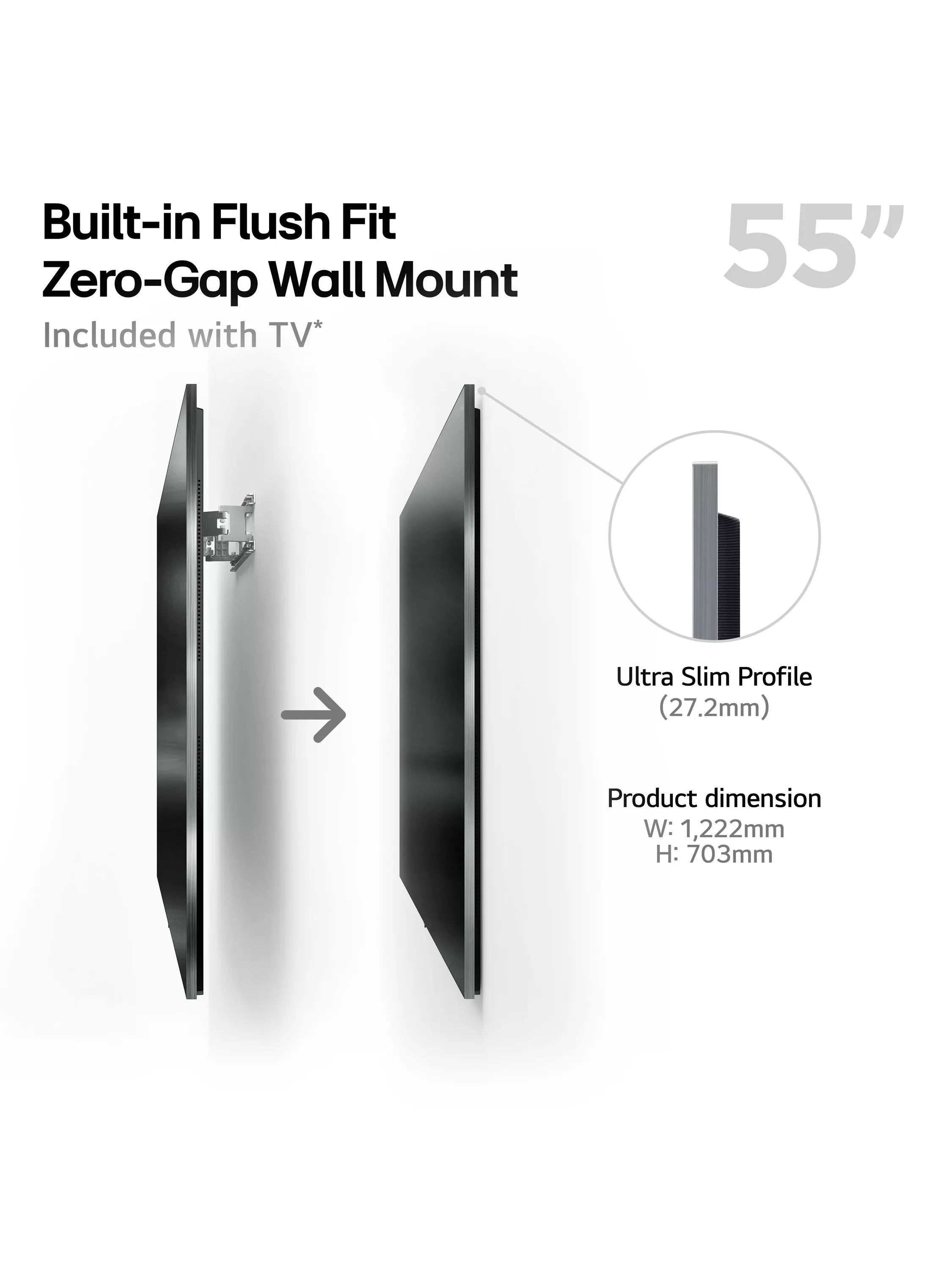 LG OLED evo 55-inch TV G54LW, imported from the UK