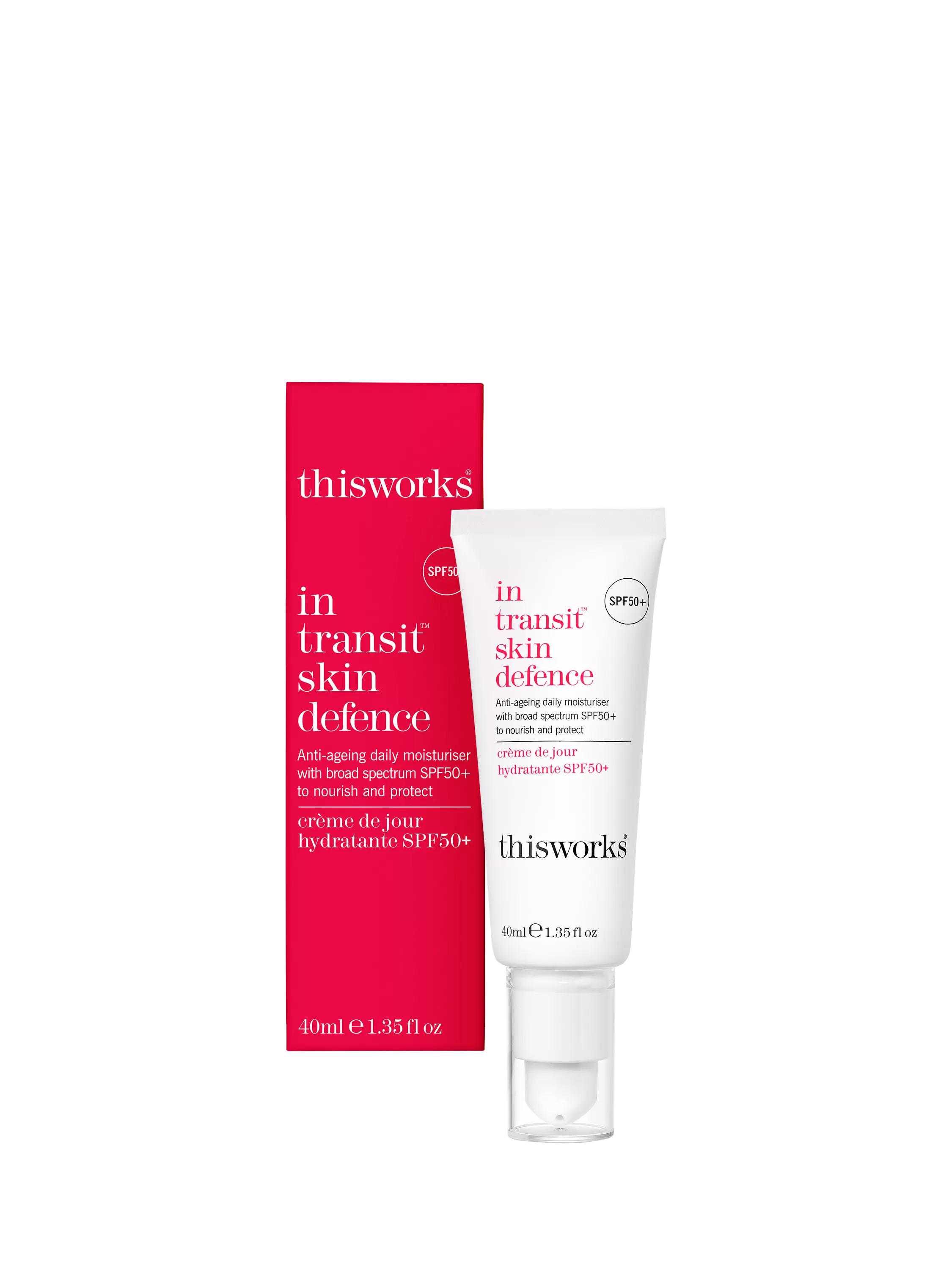This Works Transit Skin Defence SPF 50+ sunscreen moisturiser 40ml (British brand)