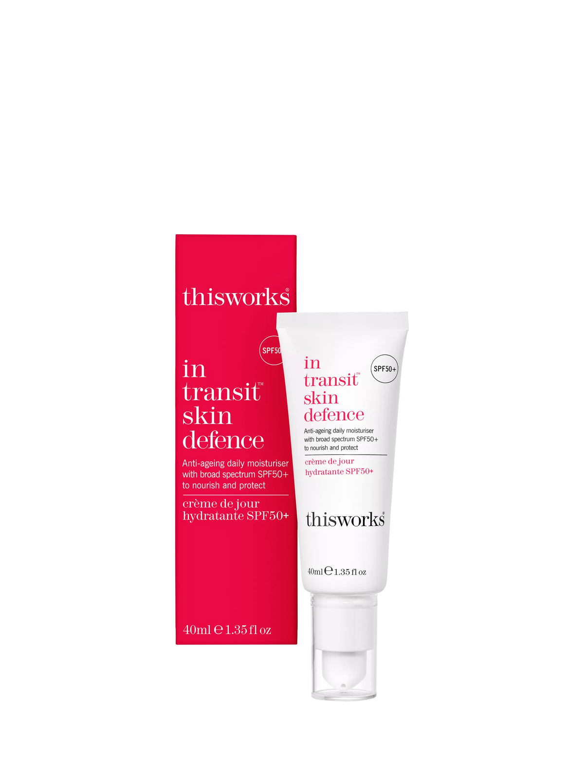 This Works Transit Skin Defence SPF 50+ sunscreen moisturiser 40ml (British brand)