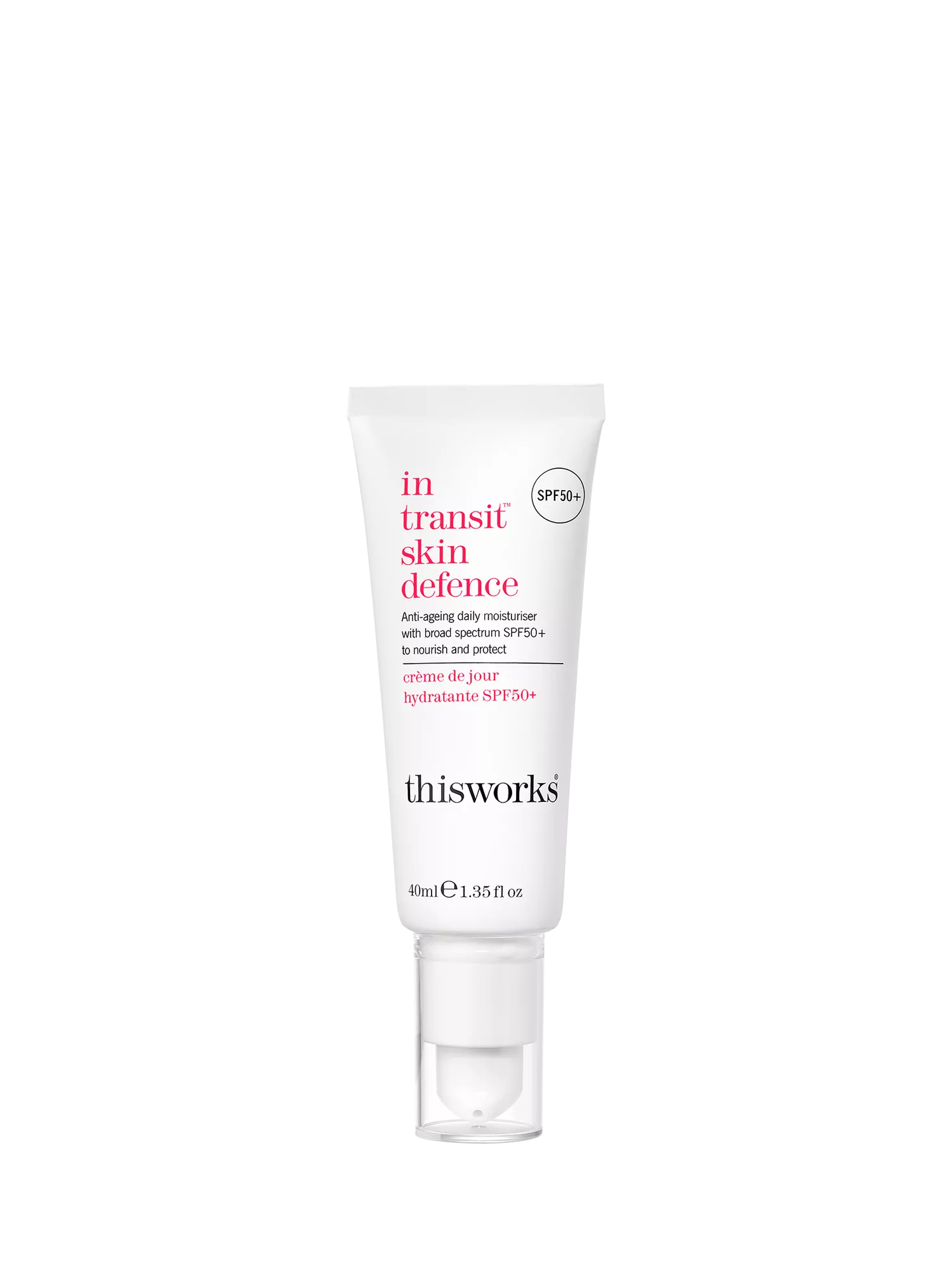 This Works Transit Skin Defence SPF 50+ sunscreen moisturiser 40ml (British brand)