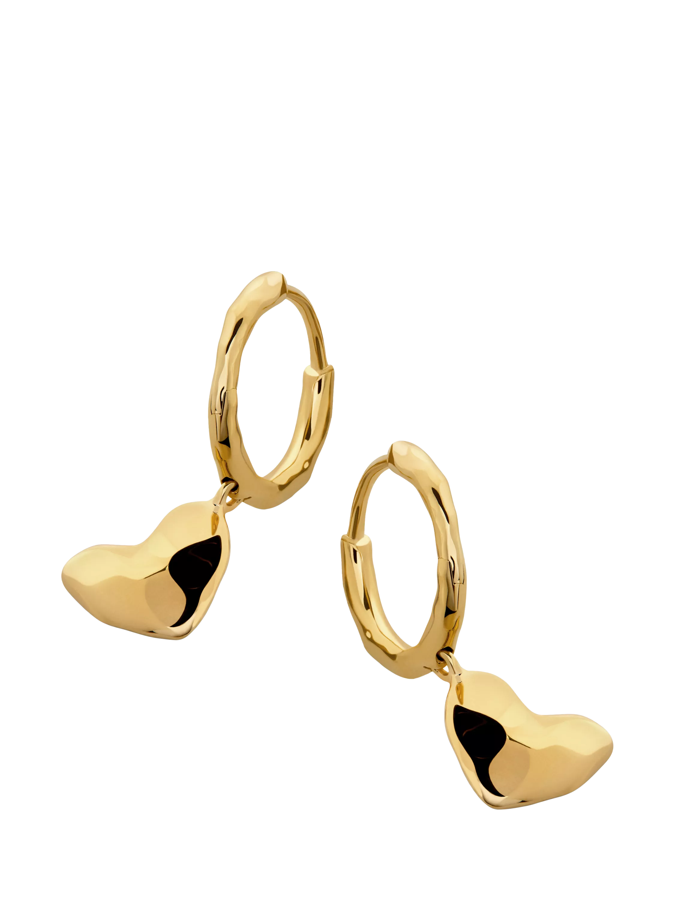 Monica Vinader heart drop huggie earrings, imported from the UK