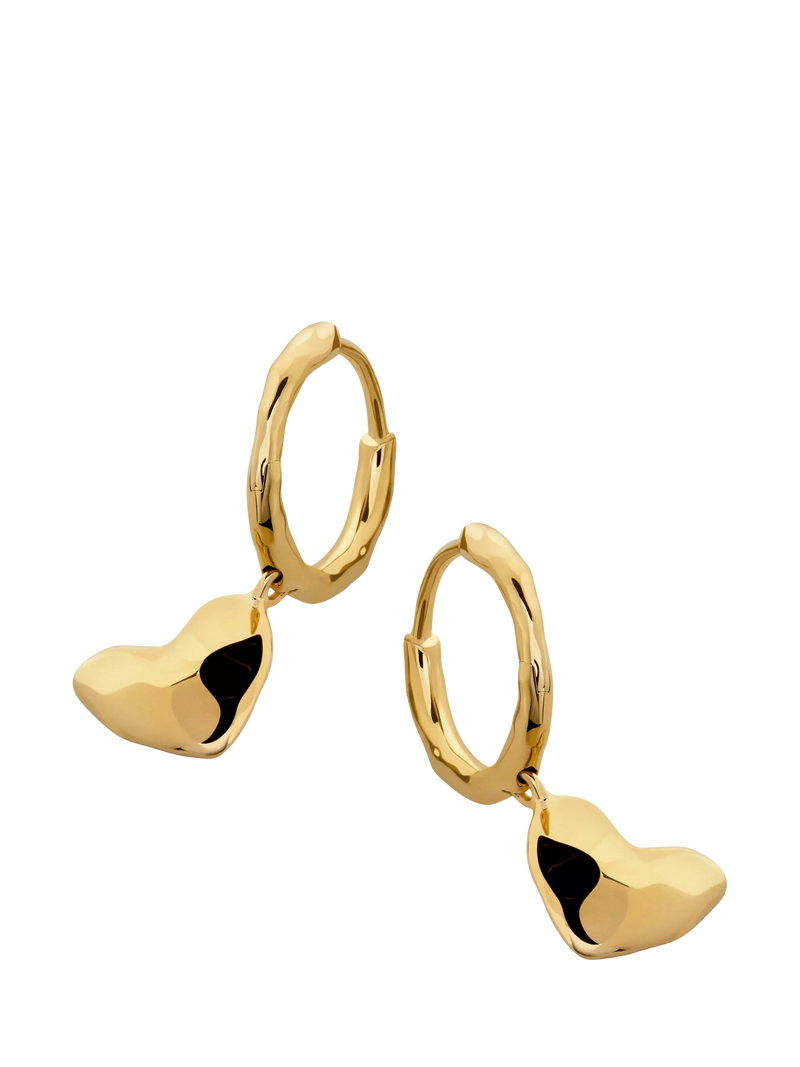 Monica Vinader heart drop huggie earrings, imported from the UK