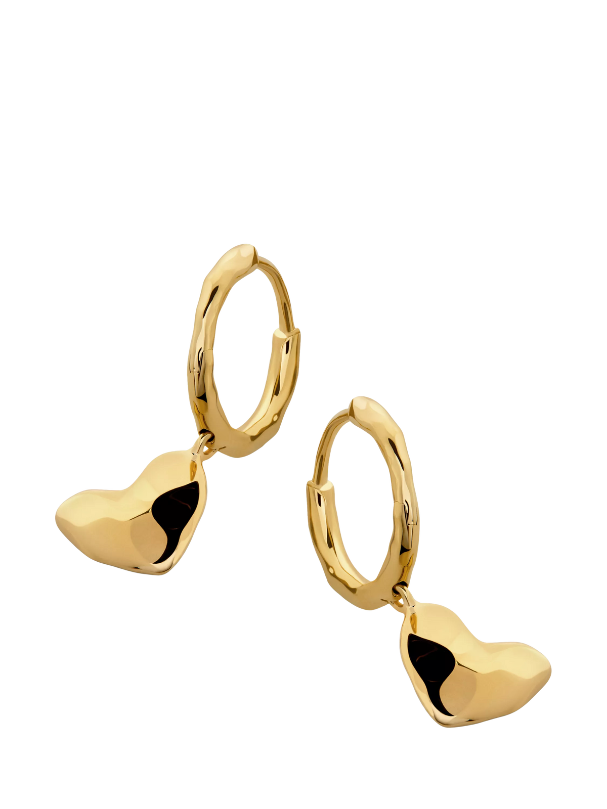 Monica Vinader heart drop huggie earrings, imported from the UK