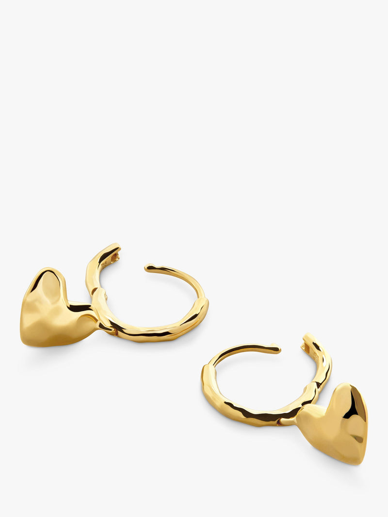 Monica Vinader heart drop huggie earrings, imported from the UK