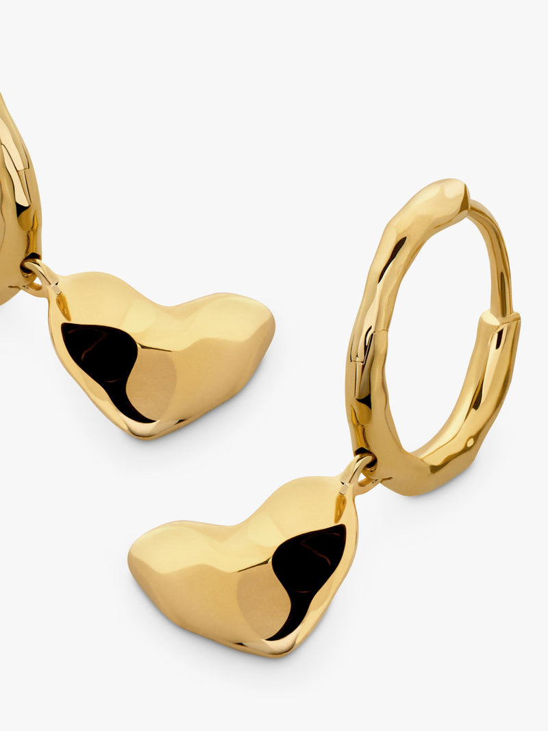 Monica Vinader heart drop huggie earrings, imported from the UK