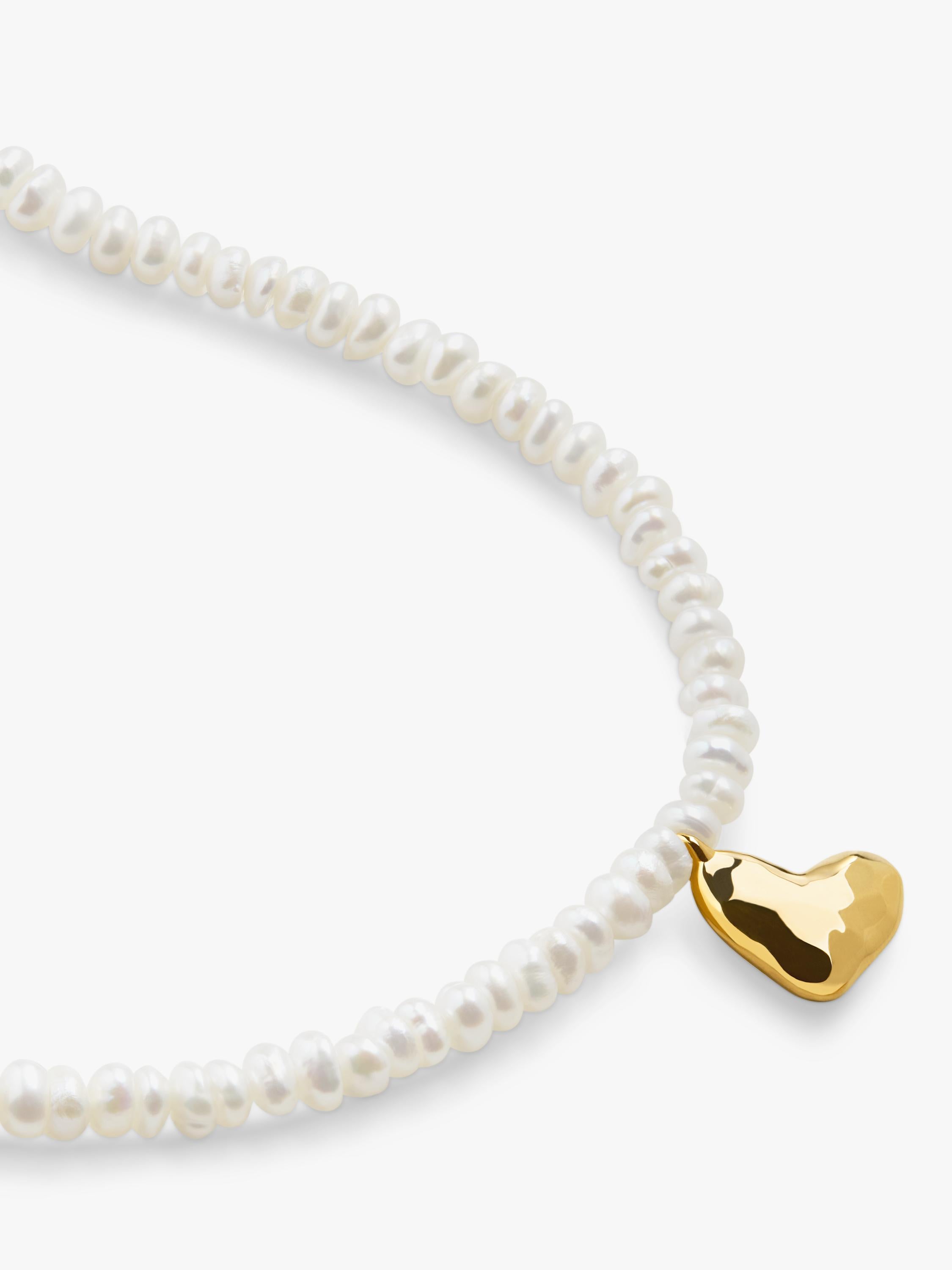 Monica Vinader mini heart pearl necklace 41-46cm - British product
