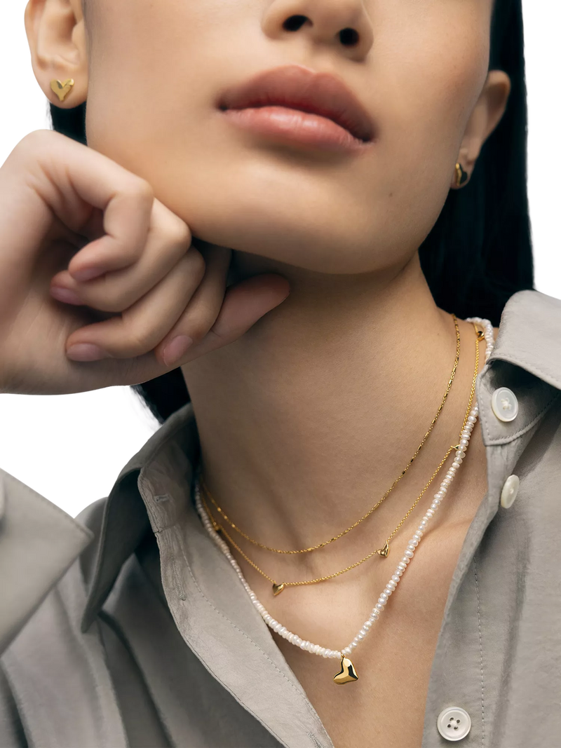 Monica Vinader mini heart pearl necklace 41-46cm - British product