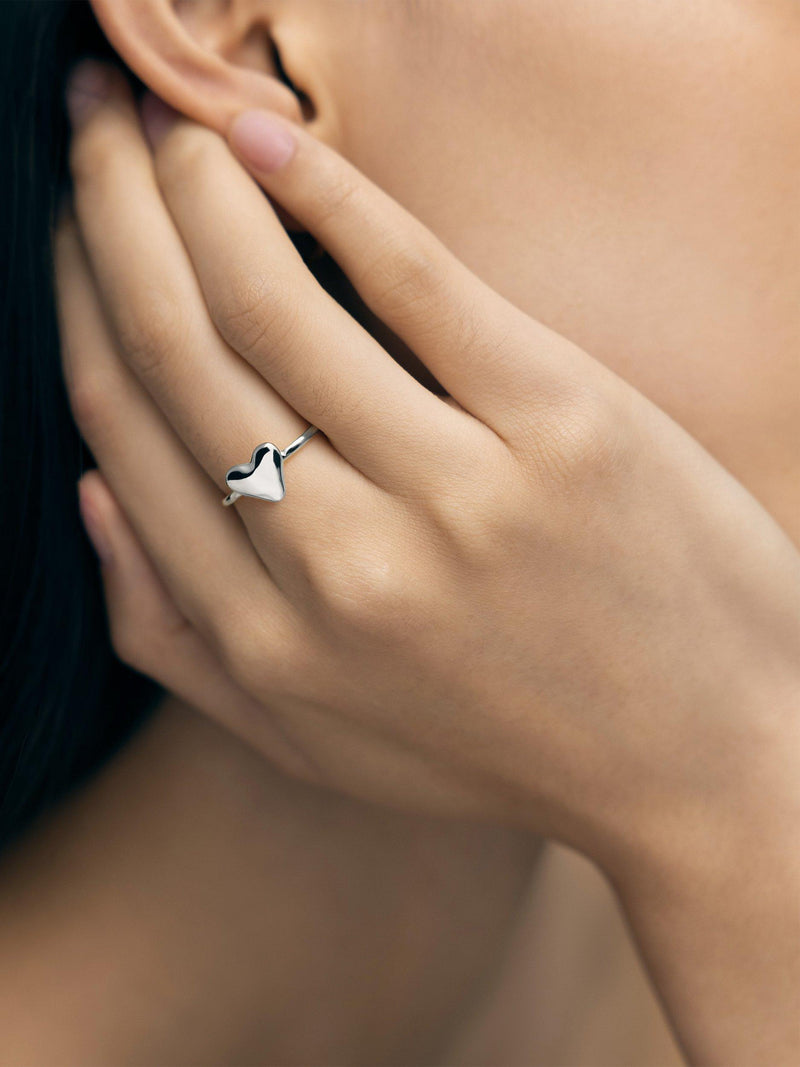 Monica Vinader heart stacking ring silver - British product