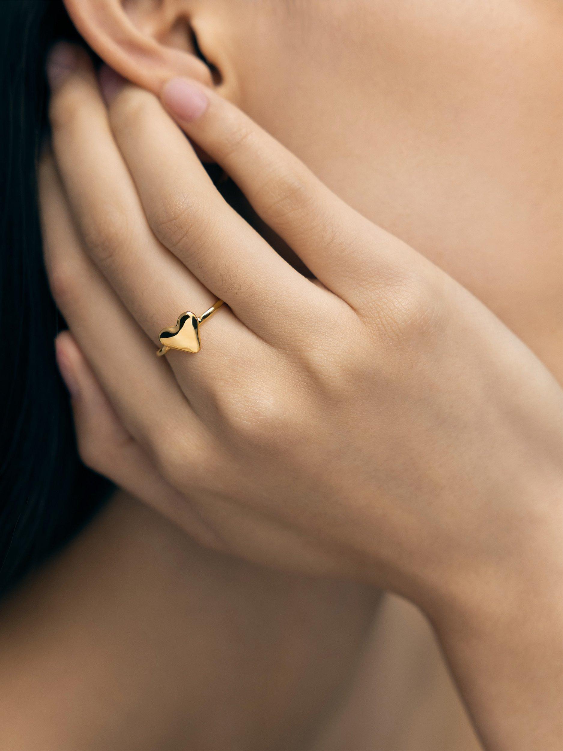 Monica Vinader heart stacking ring 18ct gold plated vermeil (British brand)