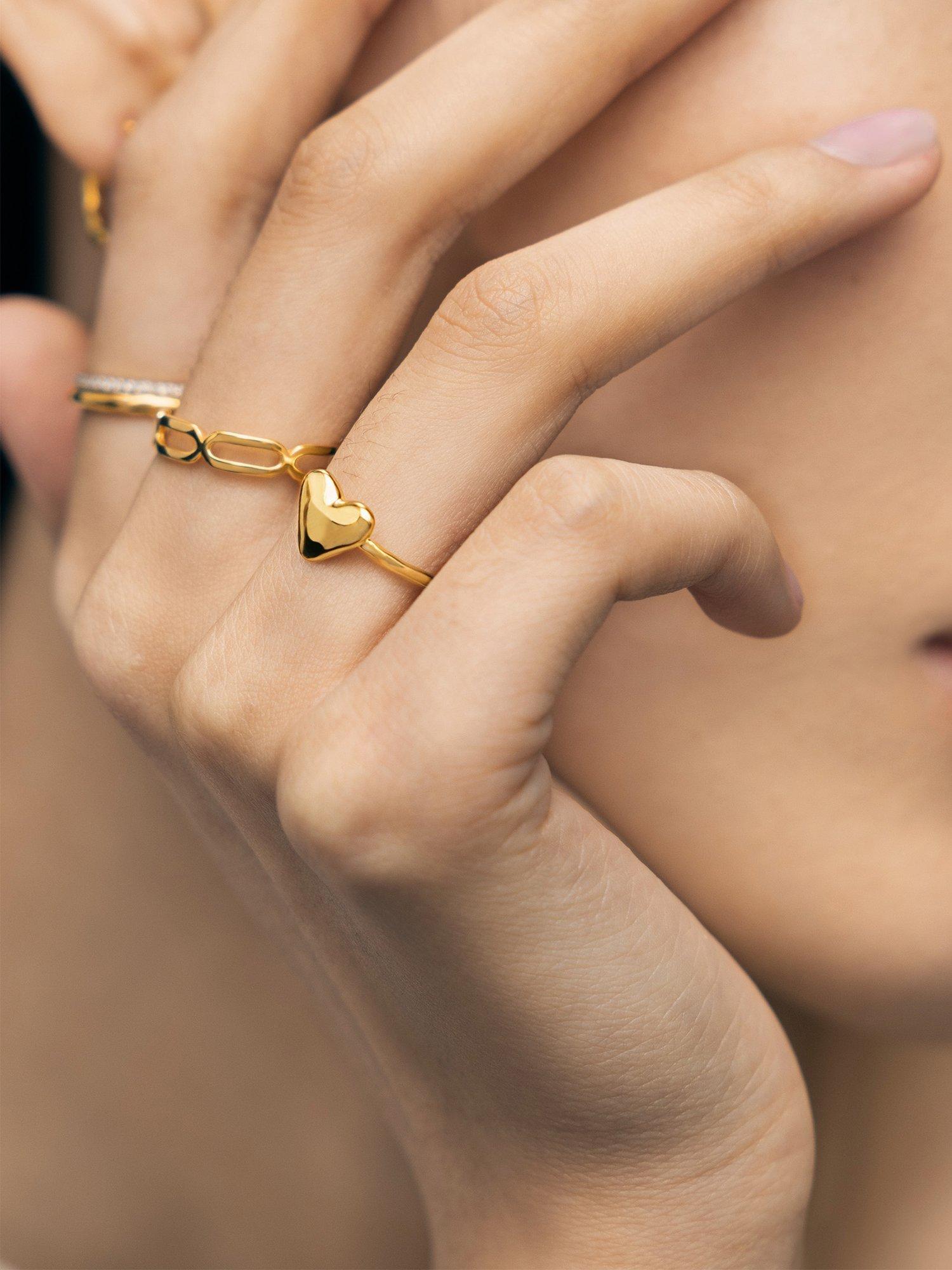 Monica Vinader heart stacking ring 18ct gold plated vermeil (British brand)