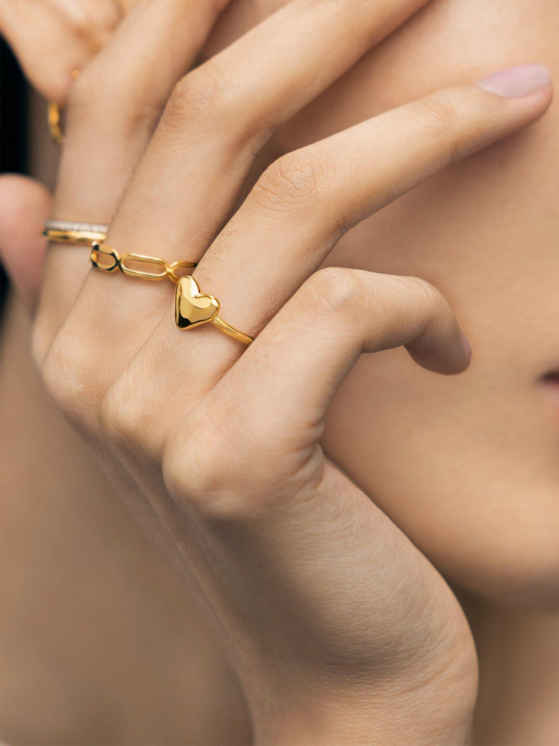 Monica Vinader heart stacking ring 18ct gold plated vermeil (British brand)