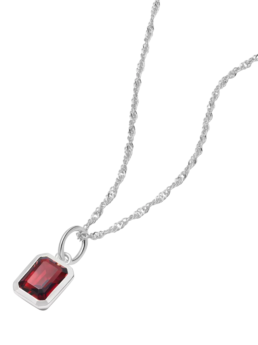 Daisy London Birthstone Pendant Necklace Silver with Garnet, imported from the UK
