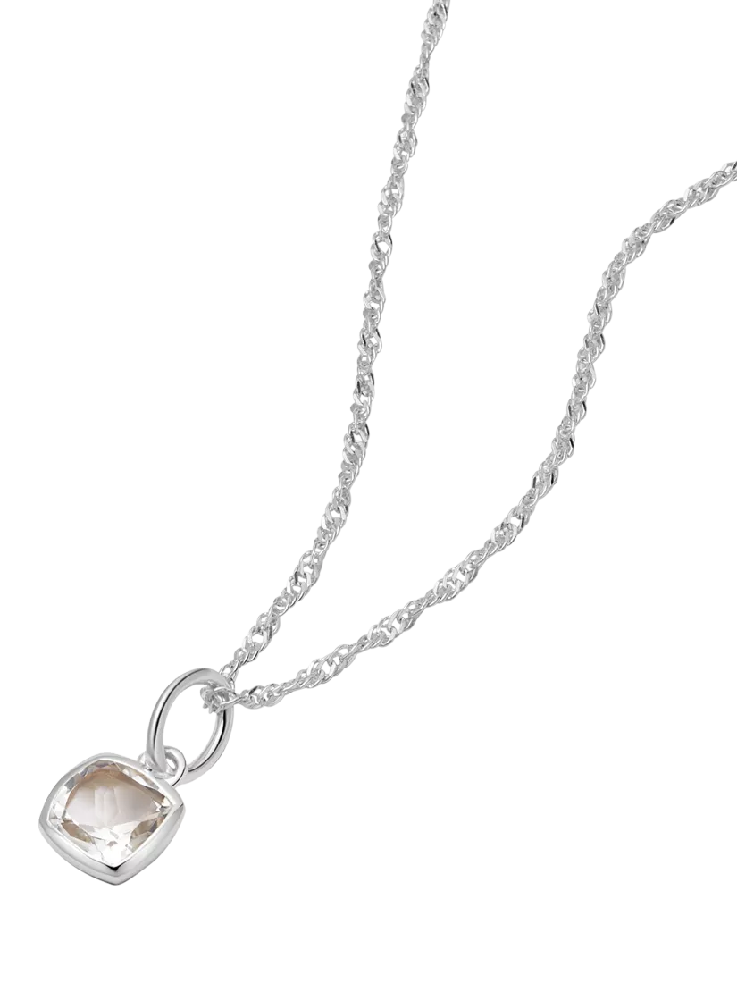 Daisy London Birthstone Pendant Necklace Silver