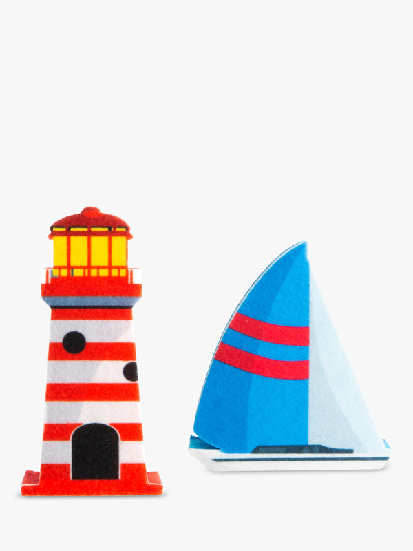 Nautical Themed Sponge Set with Lighthouse and Sailboat Shapes
