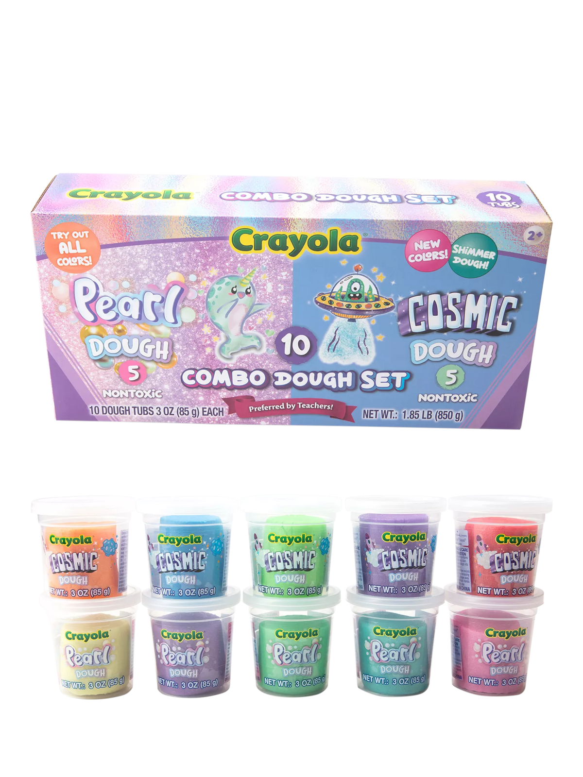 Crayola pearl and cosmic dough set 10 pack, imported from the UK