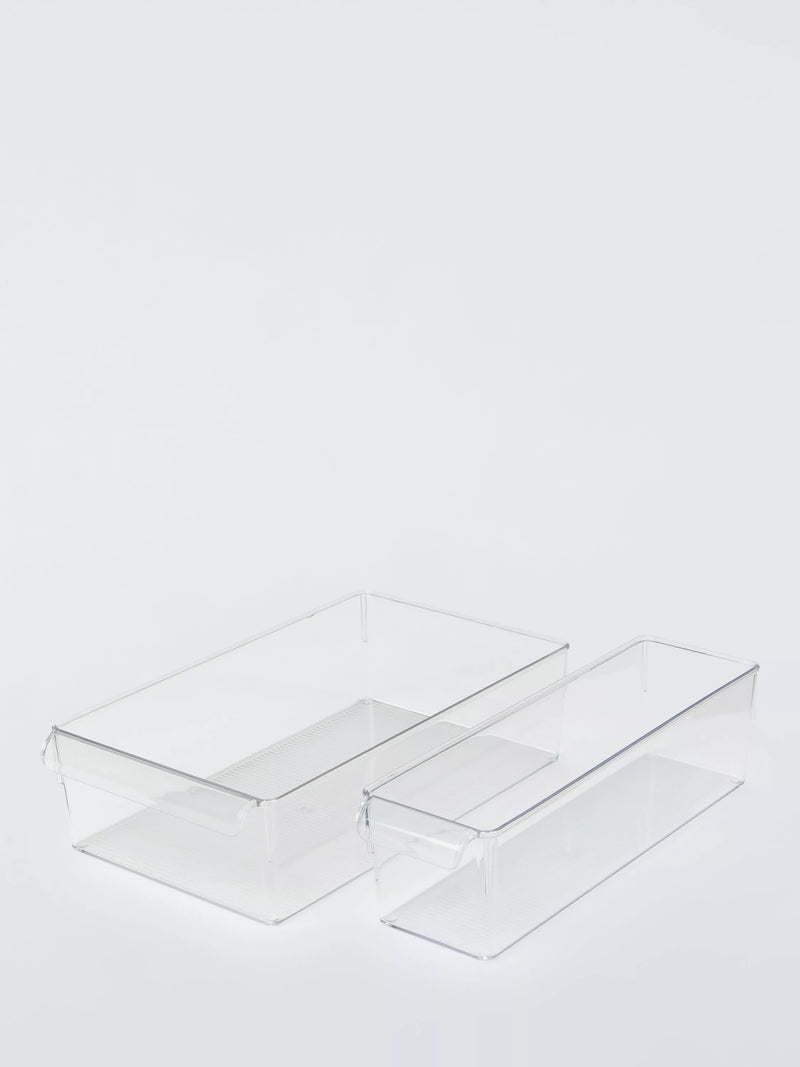 John Lewis fridge organiser set of 2 clear plastic - British product