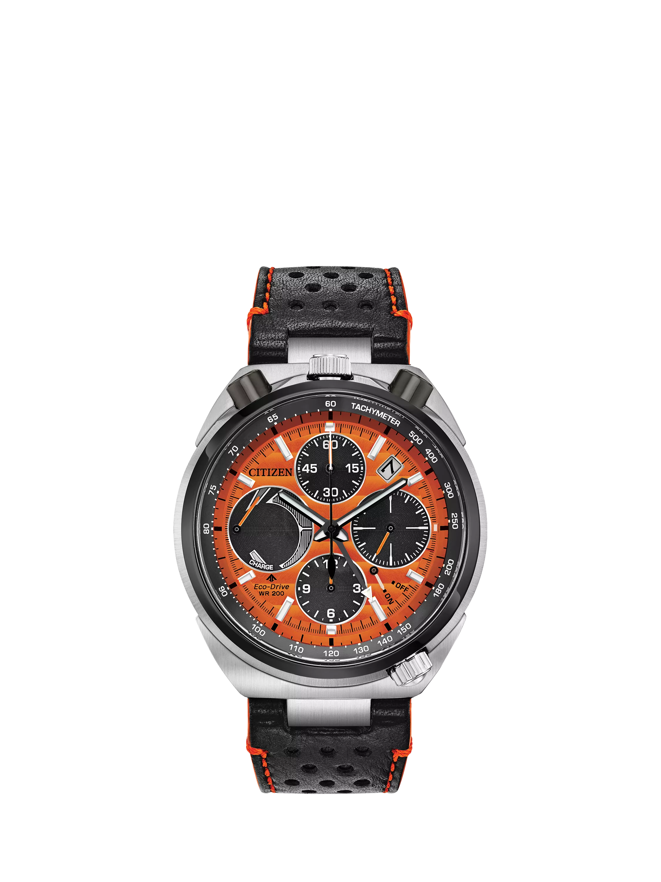 Citizen Bullhead racing chronograph watch with orange dial, UK version