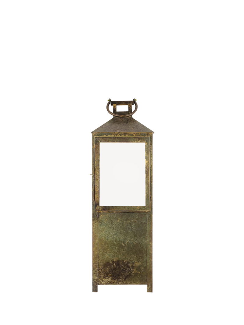 nkuku Asharu Lantern Candle Holder small metallic, imported from the UK