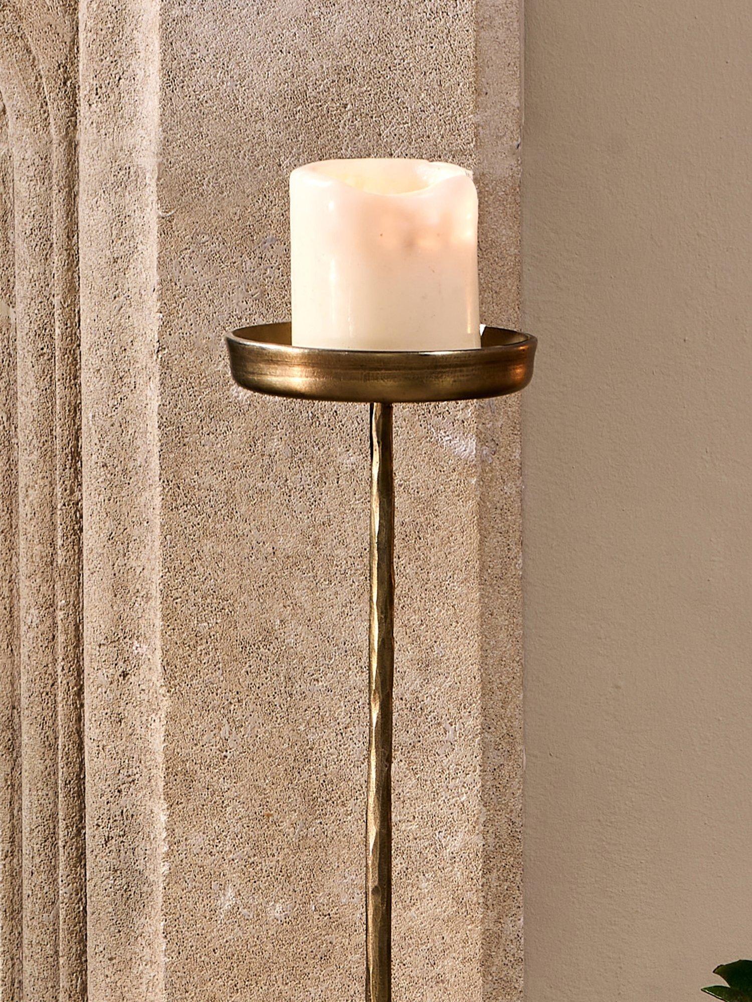 nkuku Sundra candle stand small antique brass, imported from the UK