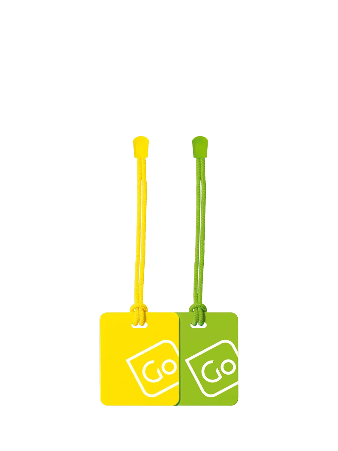 Go Travel luggage tags yellow green 2 pack, imported from the UK