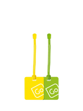 Go Travel luggage tags yellow green 2 pack, imported from the UK