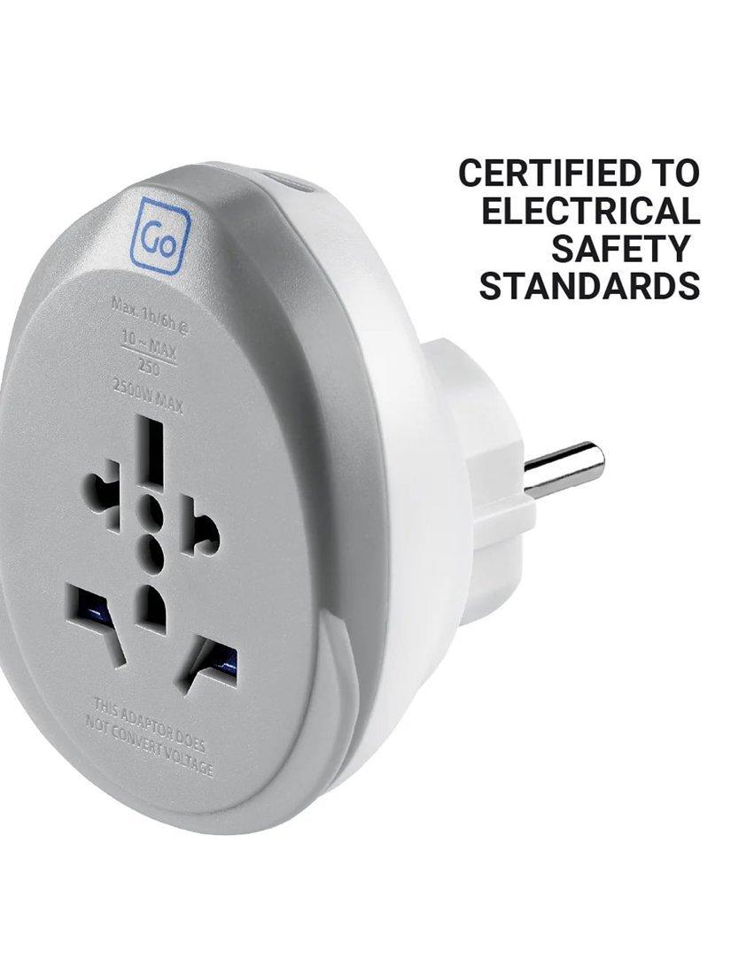 Go Travel EU plug adaptor 25W USB-C fast charge, UK version