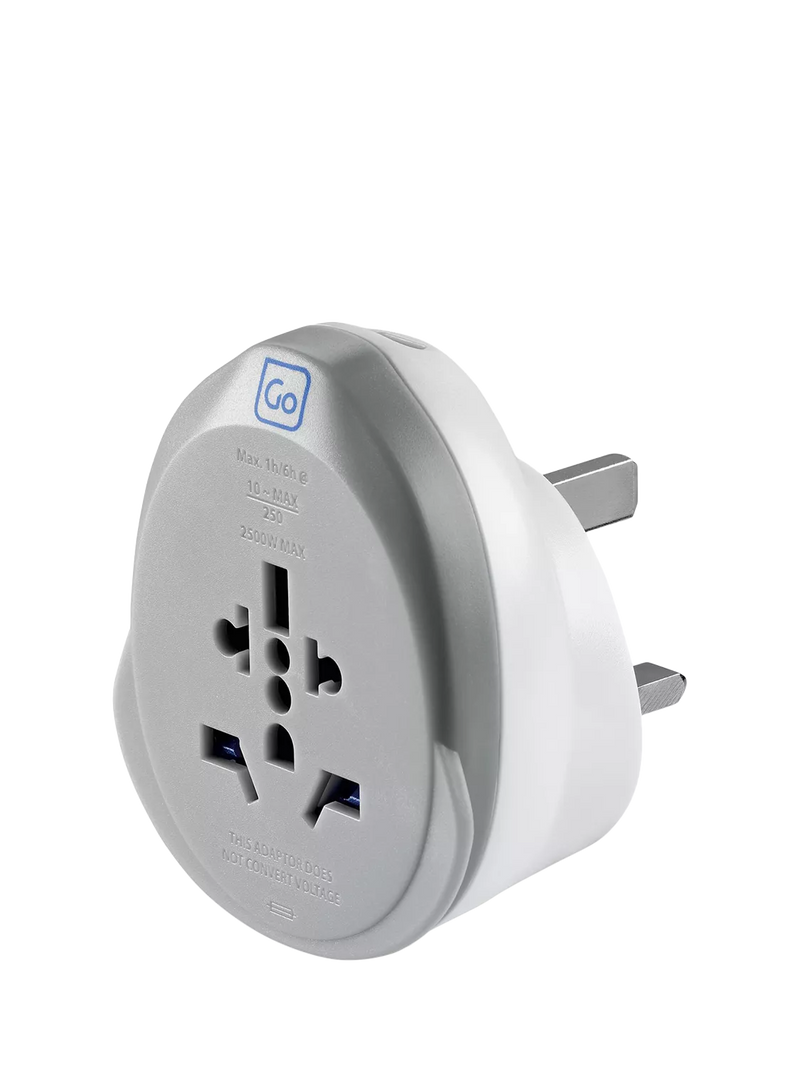 Go Travel plug adaptor worldwide to UK 25W USB-C, imported from the UK
