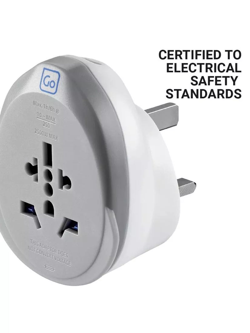 Go Travel plug adaptor worldwide to UK 25W USB-C, imported from the UK