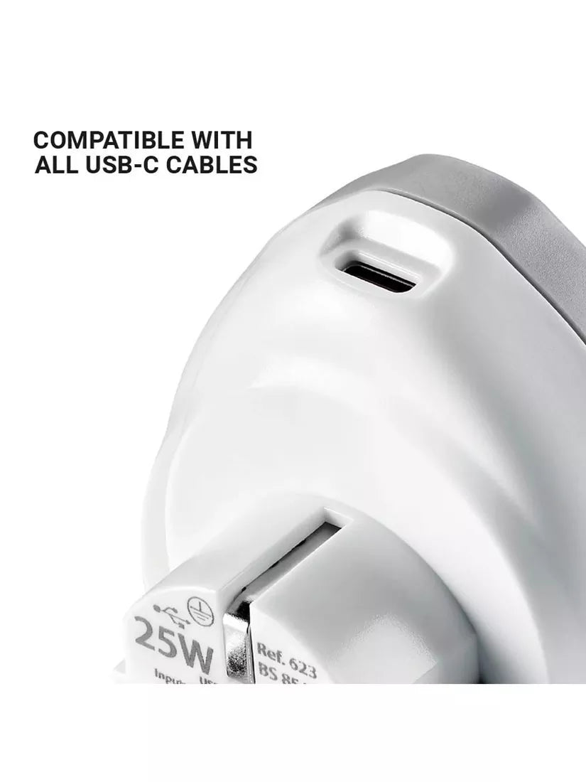 Go Travel plug adaptor worldwide to UK 25W USB-C, imported from the UK