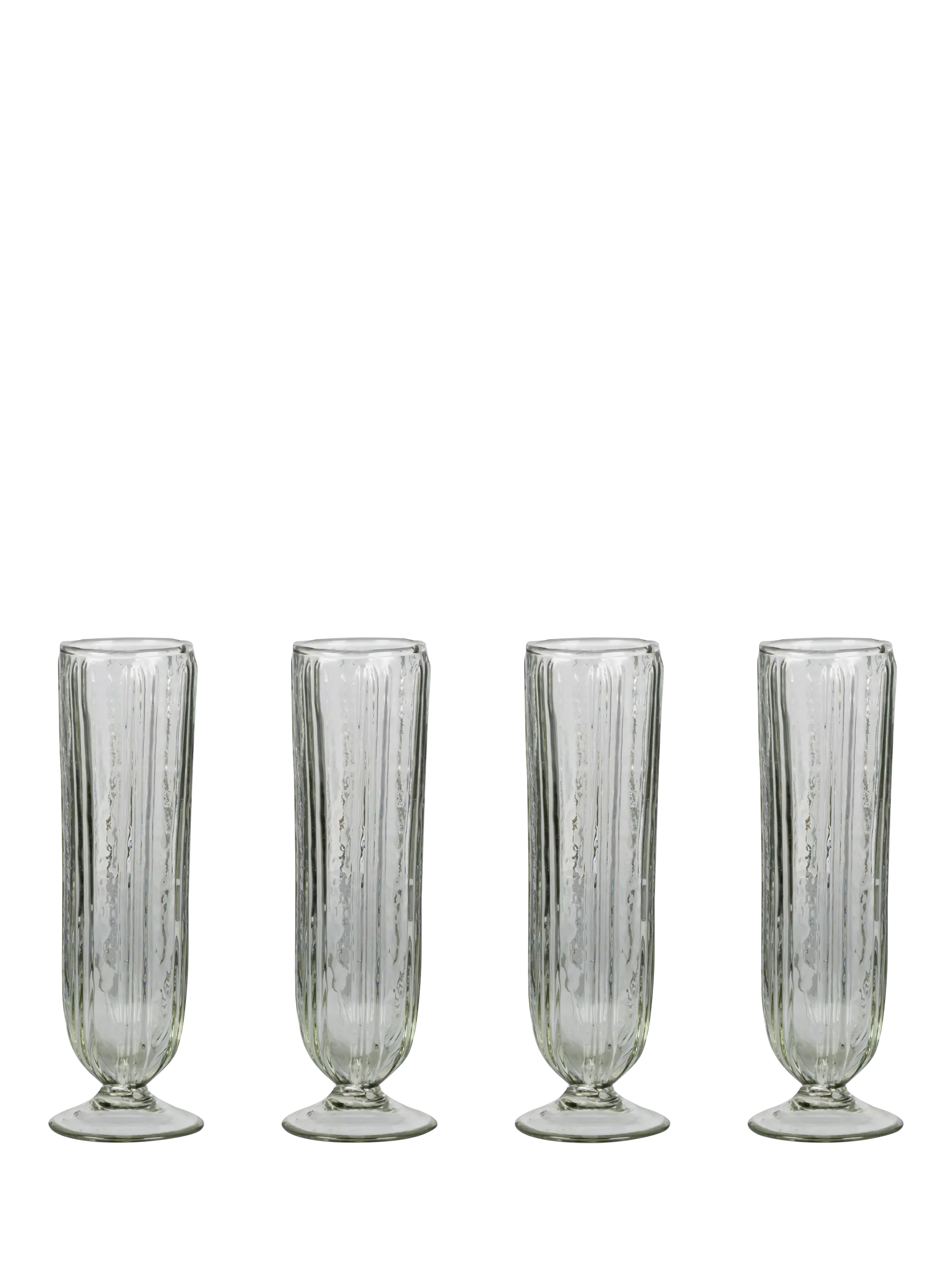 nkuku Sigiri champagne flute set of 4 clear glass 250ml, imported from the UK