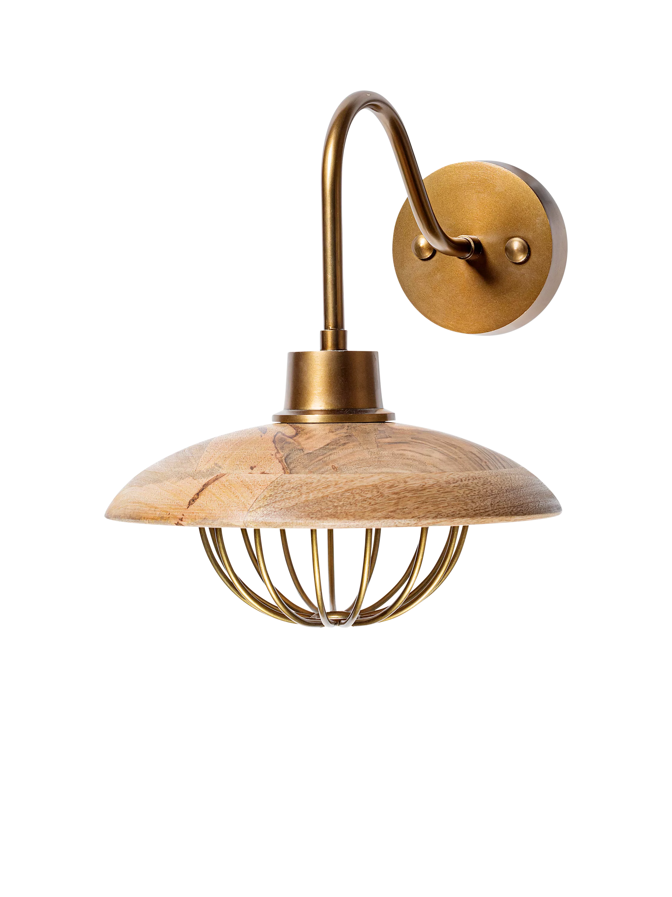 nkuku Chakai mango wood shade wall light natural, UK version