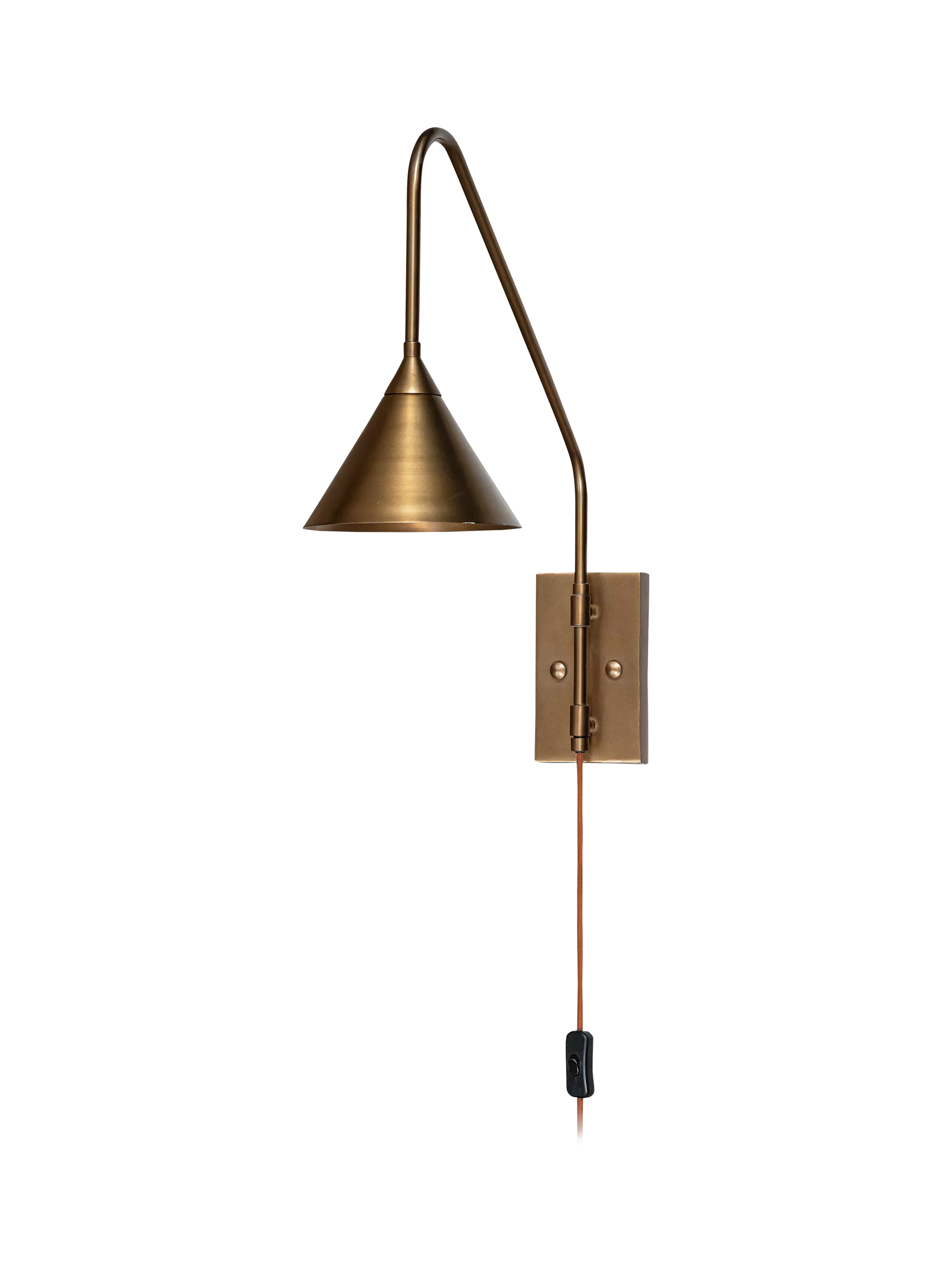 nkuku Thottam adjustable swing arm wall light antique brass (British brand)