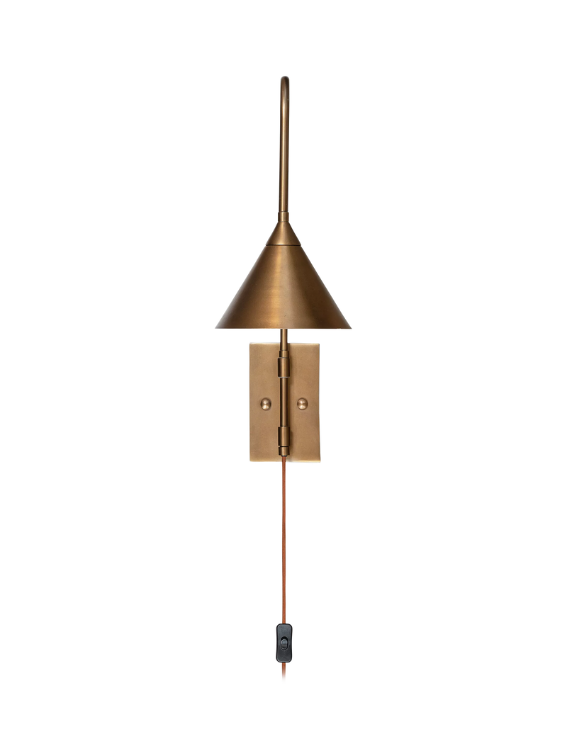 nkuku Thottam adjustable swing arm wall light antique brass (British brand)