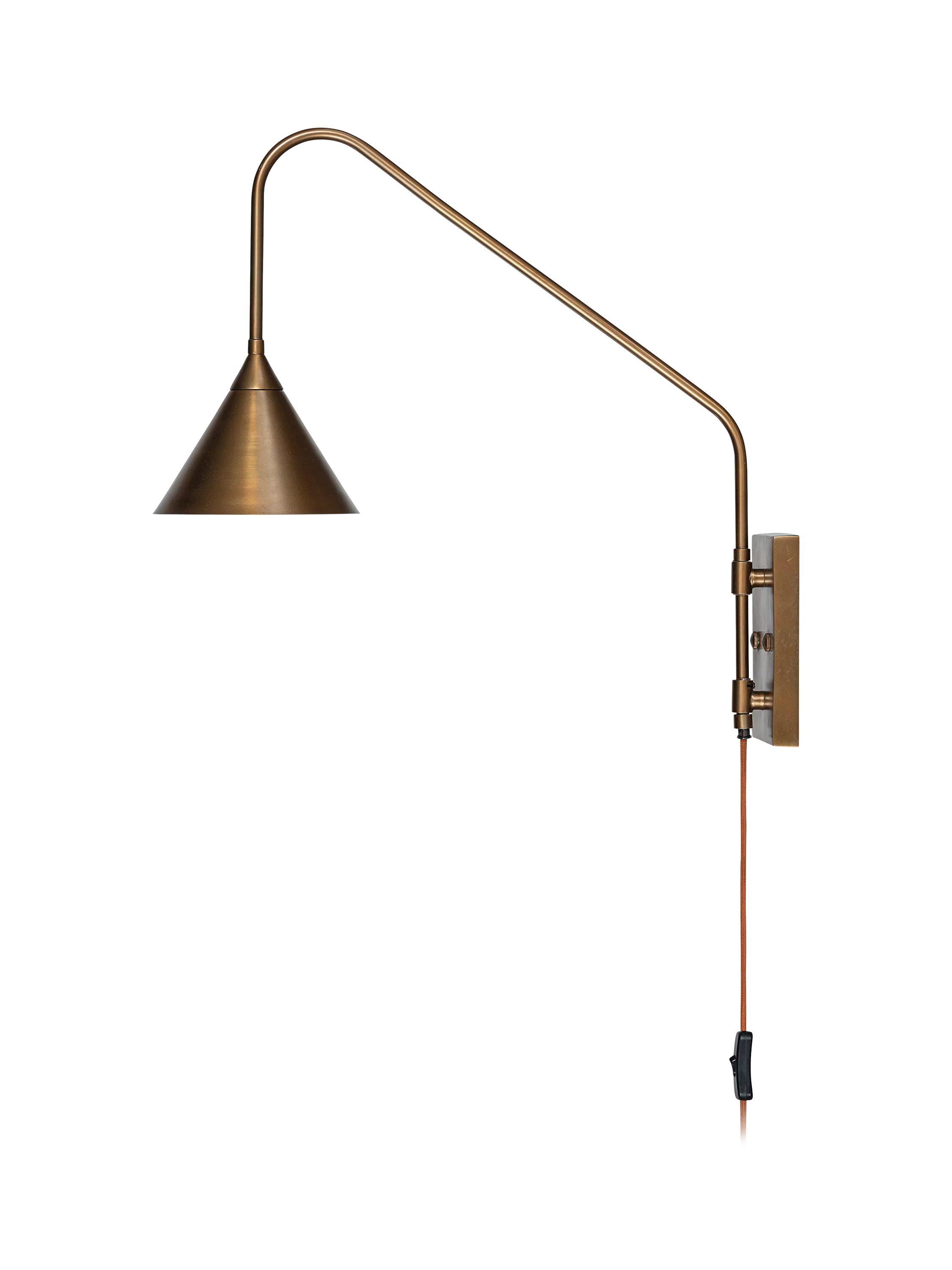 nkuku Thottam adjustable swing arm wall light antique brass (British brand)