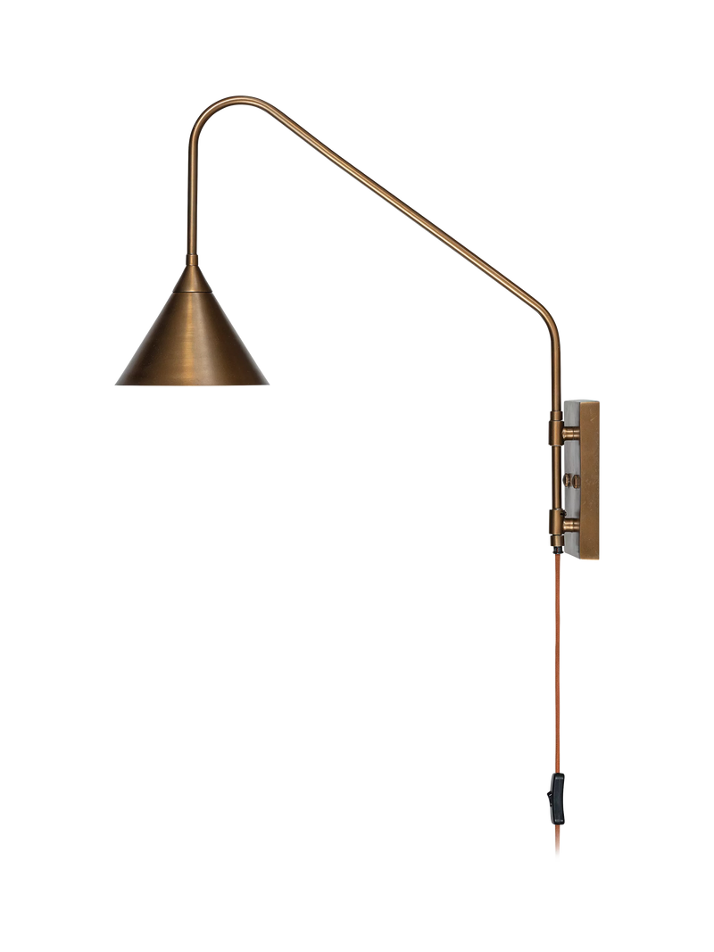 nkuku Thottam adjustable swing arm wall light antique brass (British brand)