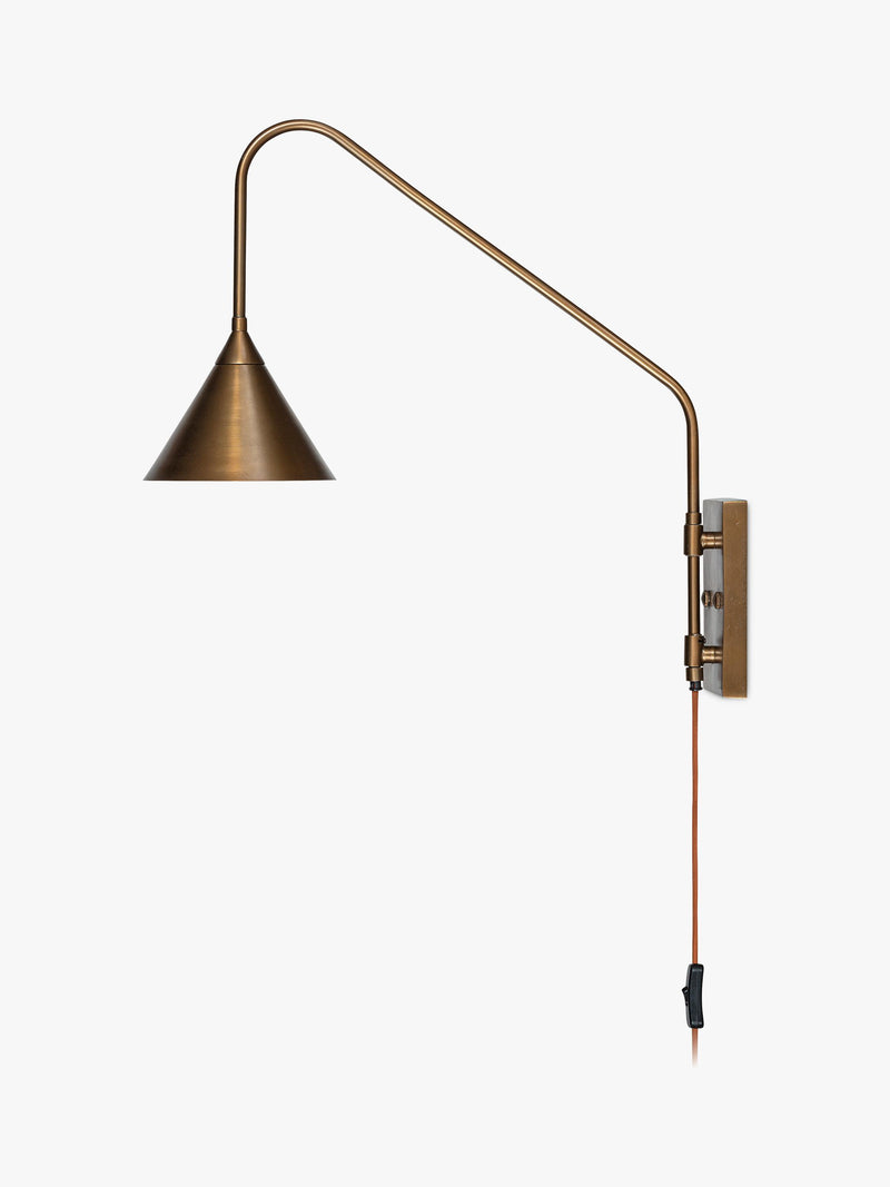 nkuku Thottam adjustable swing arm wall light antique brass (British brand)