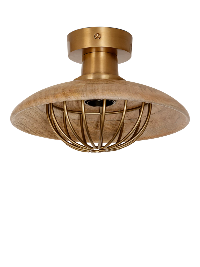 nkuku Chakai semi flush ceiling light natural mango wood (British brand)