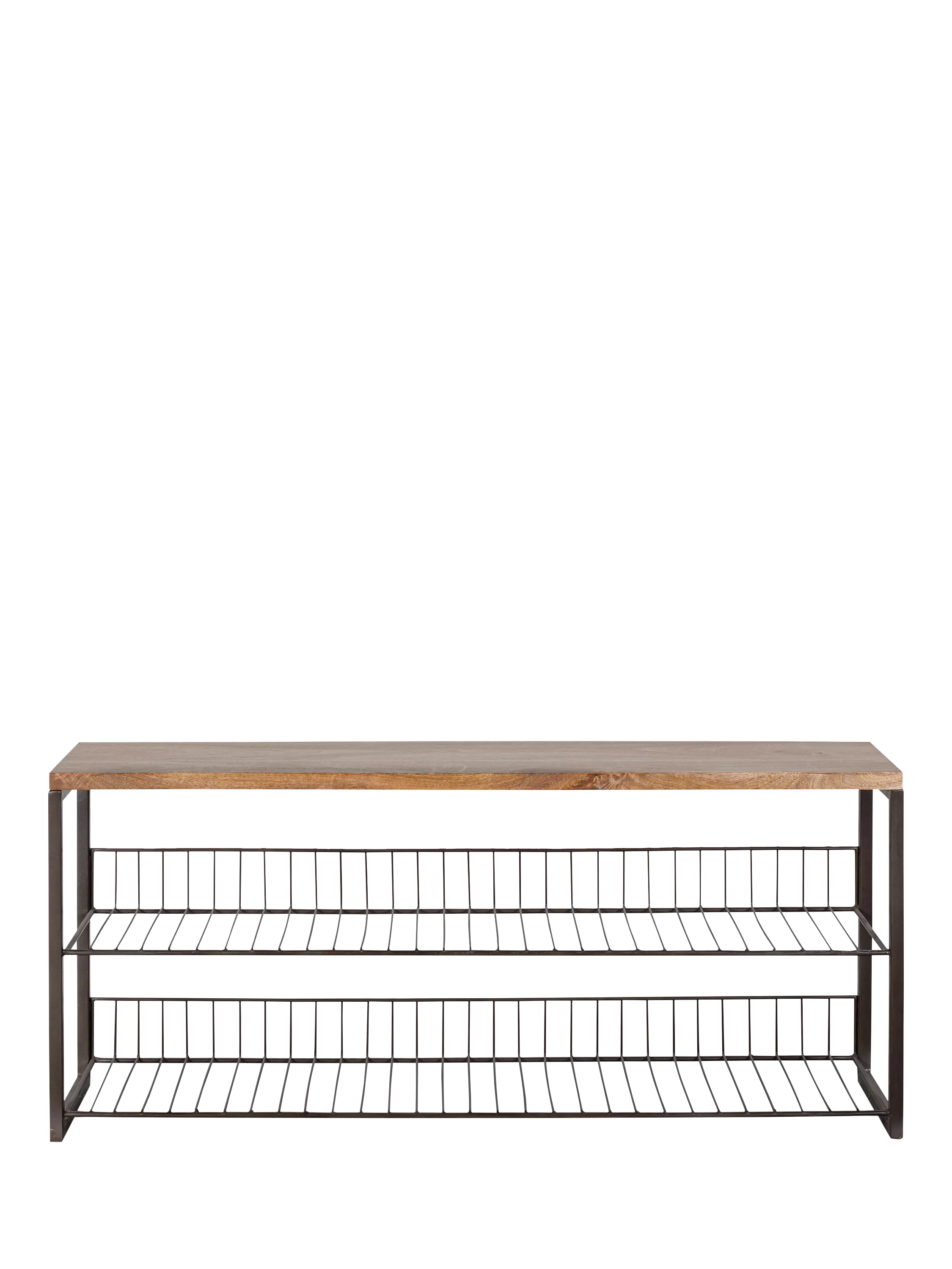 nkuku Kiyoma low shelving unit natural mango wood (British brand)