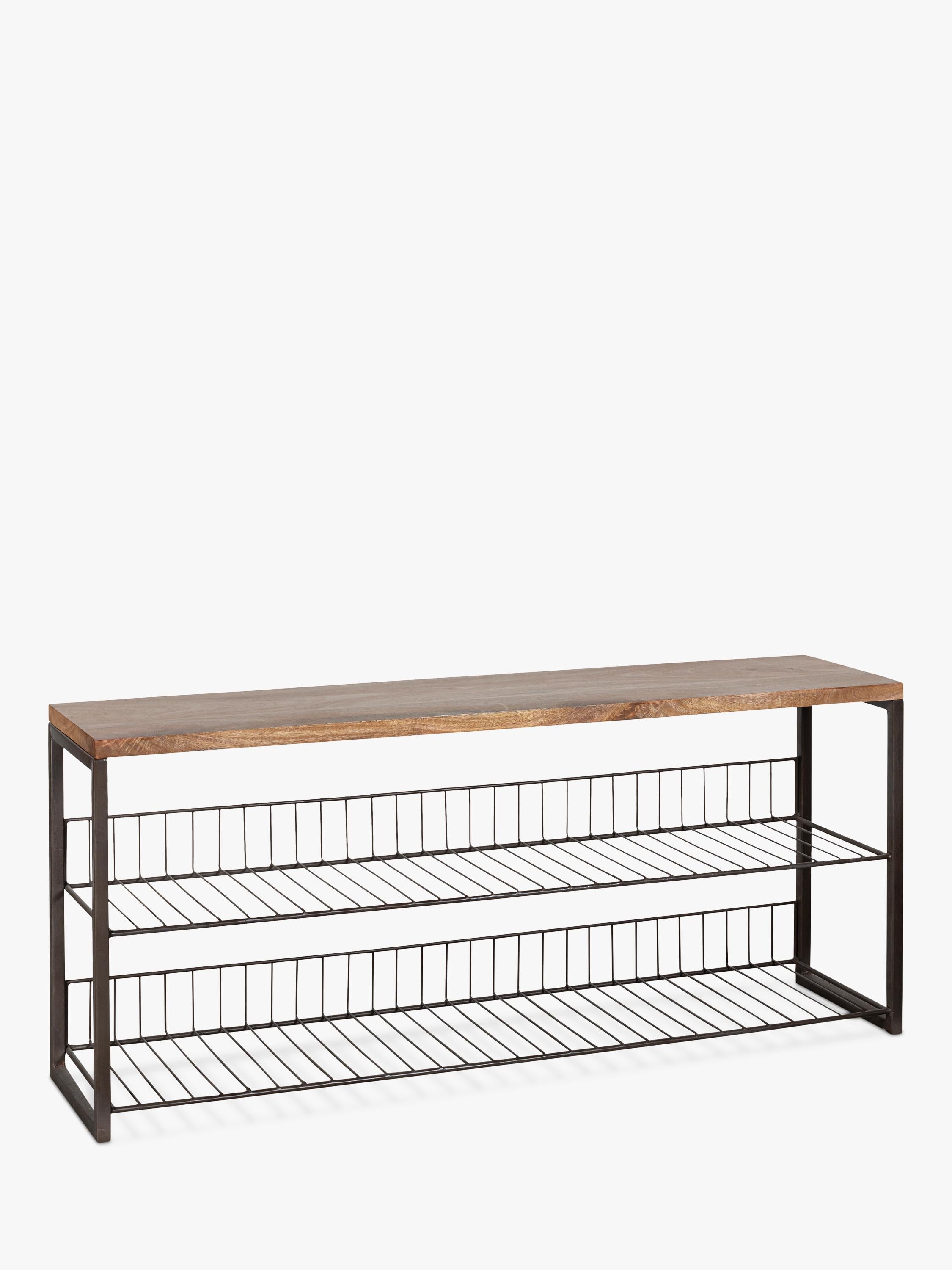 nkuku Kiyoma low shelving unit natural mango wood (British brand)