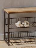 nkuku Kiyoma low shelving unit natural mango wood (British brand)