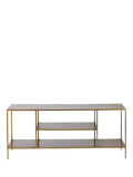nkuku Mahi media shelving unit in brass - British product