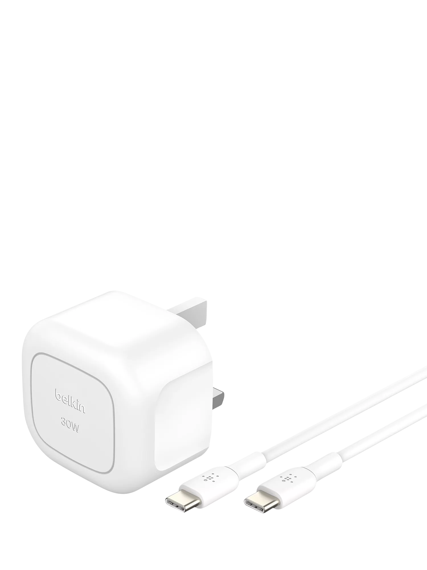 Belkin 30W USB-C wall charger with cable white, UK version
