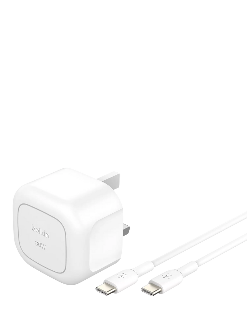 Belkin 30W USB-C wall charger with cable white, UK version