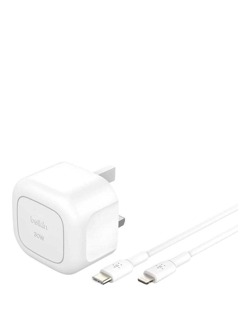 Belkin wall charger 30W with USB-C to Lightning cable 1m (British brand)