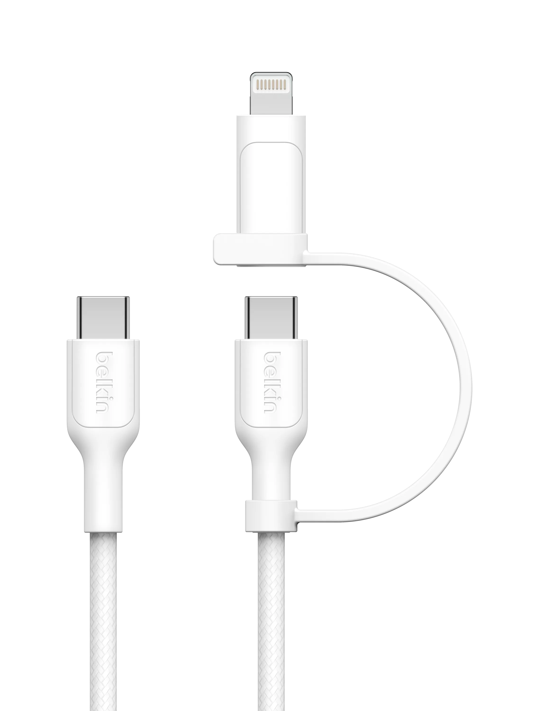 Belkin 2-in-1 USB-C Lightning cable white 1.5m, imported from the UK