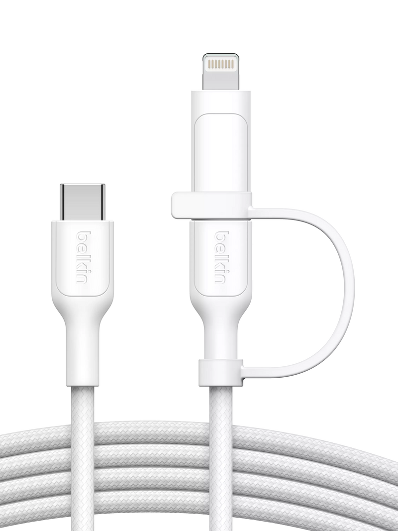 Belkin 2-in-1 USB-C Lightning cable white 1.5m, imported from the UK